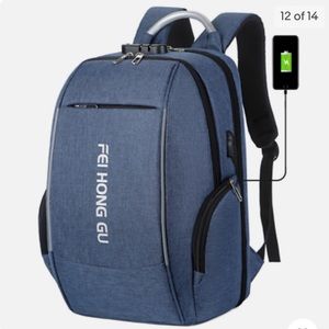 Men Large Travel Bag School Backpack Laptop Bag Multi-Function USB Charger DG